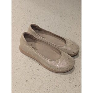 Alegria Petal Gold Metallic Suede Flats Women's Sz 6 Slip On Round Toe Cushioned